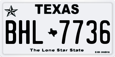 TX license plate BHL7736