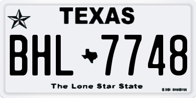 TX license plate BHL7748