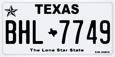 TX license plate BHL7749