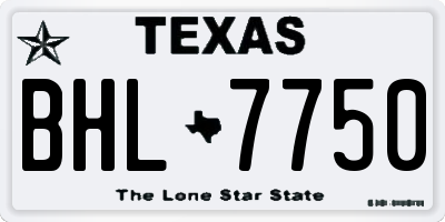 TX license plate BHL7750
