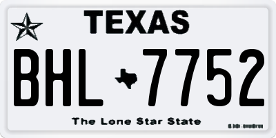 TX license plate BHL7752