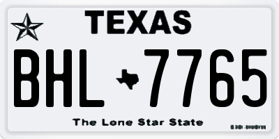 TX license plate BHL7765