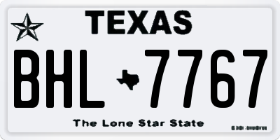 TX license plate BHL7767