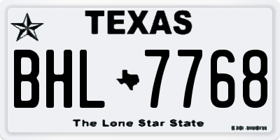 TX license plate BHL7768