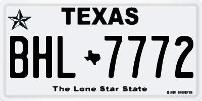 TX license plate BHL7772