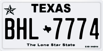 TX license plate BHL7774