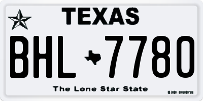 TX license plate BHL7780