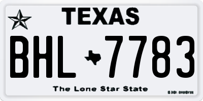 TX license plate BHL7783