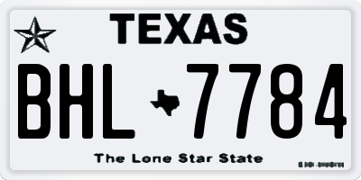 TX license plate BHL7784
