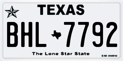 TX license plate BHL7792