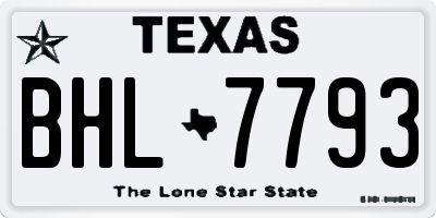 TX license plate BHL7793