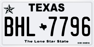 TX license plate BHL7796