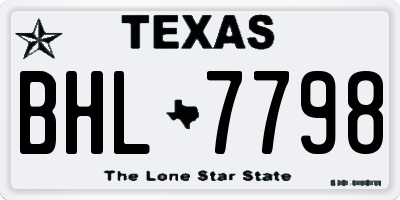 TX license plate BHL7798