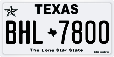 TX license plate BHL7800