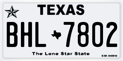 TX license plate BHL7802