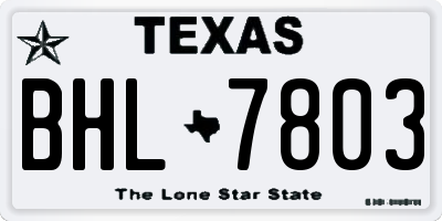 TX license plate BHL7803