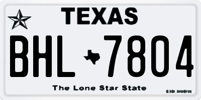 TX license plate BHL7804