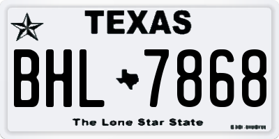 TX license plate BHL7868
