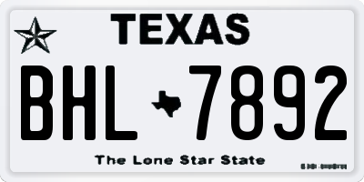 TX license plate BHL7892