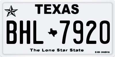 TX license plate BHL7920