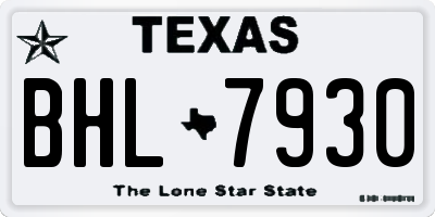 TX license plate BHL7930