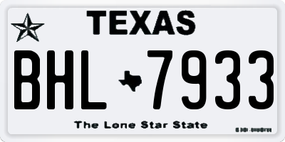 TX license plate BHL7933
