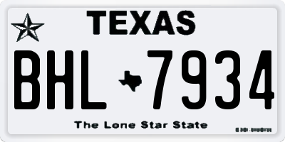 TX license plate BHL7934