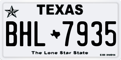 TX license plate BHL7935
