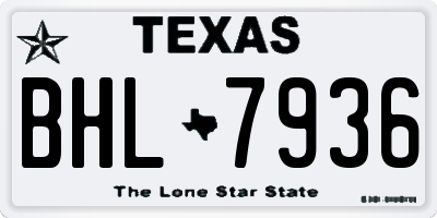 TX license plate BHL7936