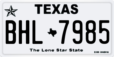 TX license plate BHL7985