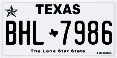 TX license plate BHL7986