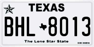 TX license plate BHL8013