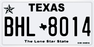 TX license plate BHL8014