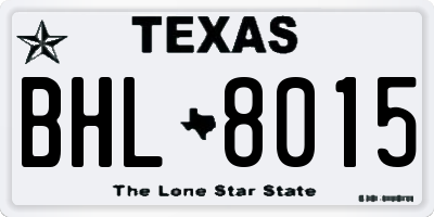 TX license plate BHL8015