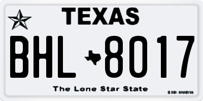 TX license plate BHL8017