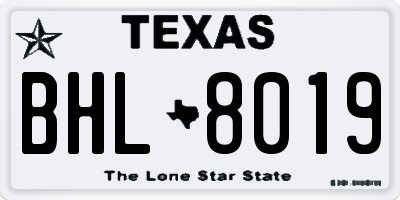 TX license plate BHL8019