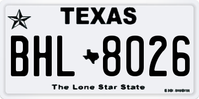 TX license plate BHL8026