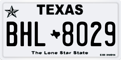 TX license plate BHL8029