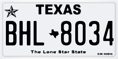TX license plate BHL8034