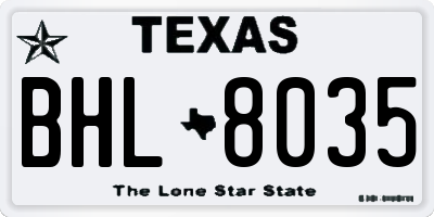 TX license plate BHL8035