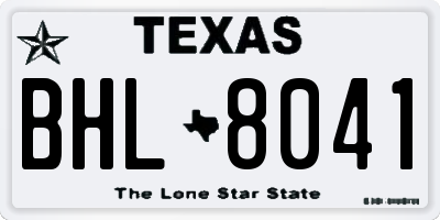 TX license plate BHL8041