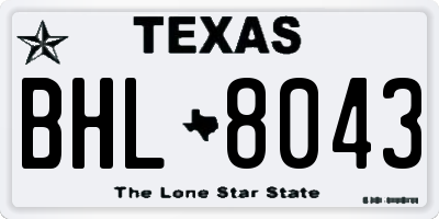 TX license plate BHL8043