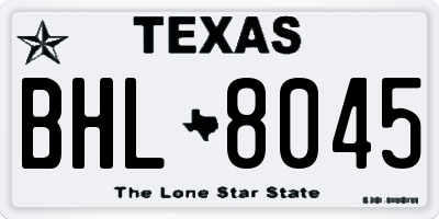 TX license plate BHL8045