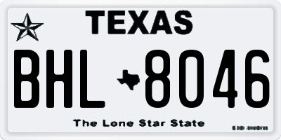 TX license plate BHL8046
