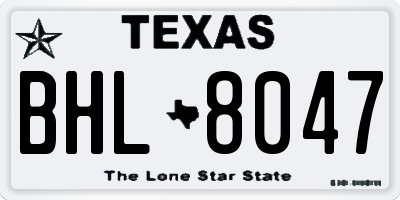 TX license plate BHL8047