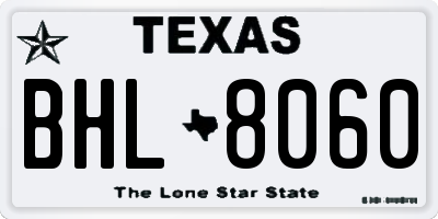 TX license plate BHL8060