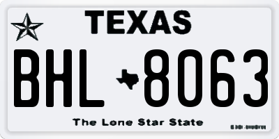 TX license plate BHL8063