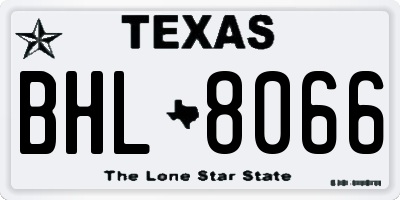 TX license plate BHL8066