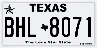 TX license plate BHL8071