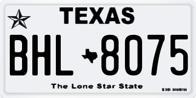 TX license plate BHL8075